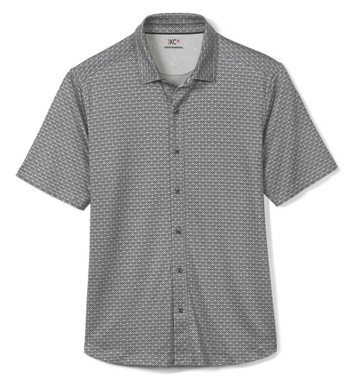 Johnston and Murphy XC4 Performance Shirt Blackgray Links Men ShortSleeve Shirts