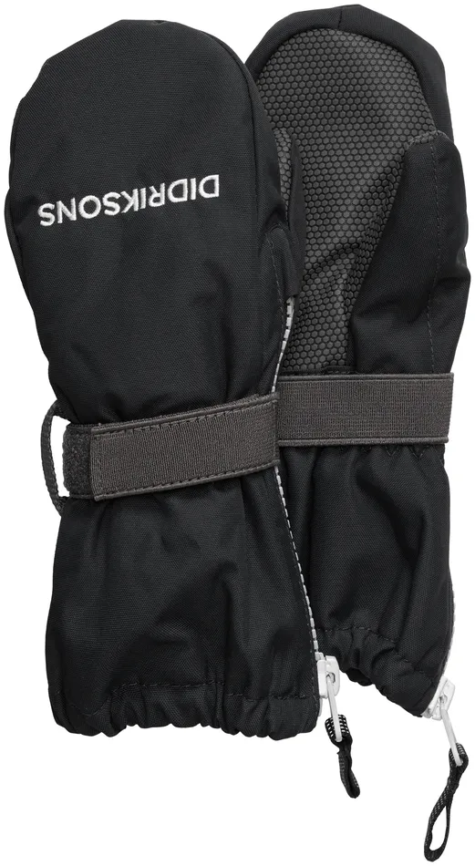 Kids Biggles Zip Mittens Black Didriksons Gloves and Mittens