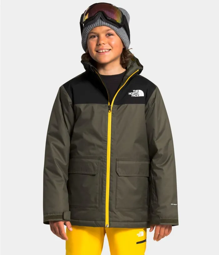 Kids Freedom Insulated Jacket New Taupe Greenlightning Yellow The North Face Jackets and Vests