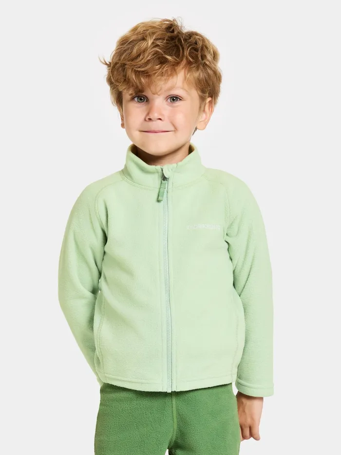 Kids Monte FullZip Light Algae Green Didriksons Fleece and Midlayers