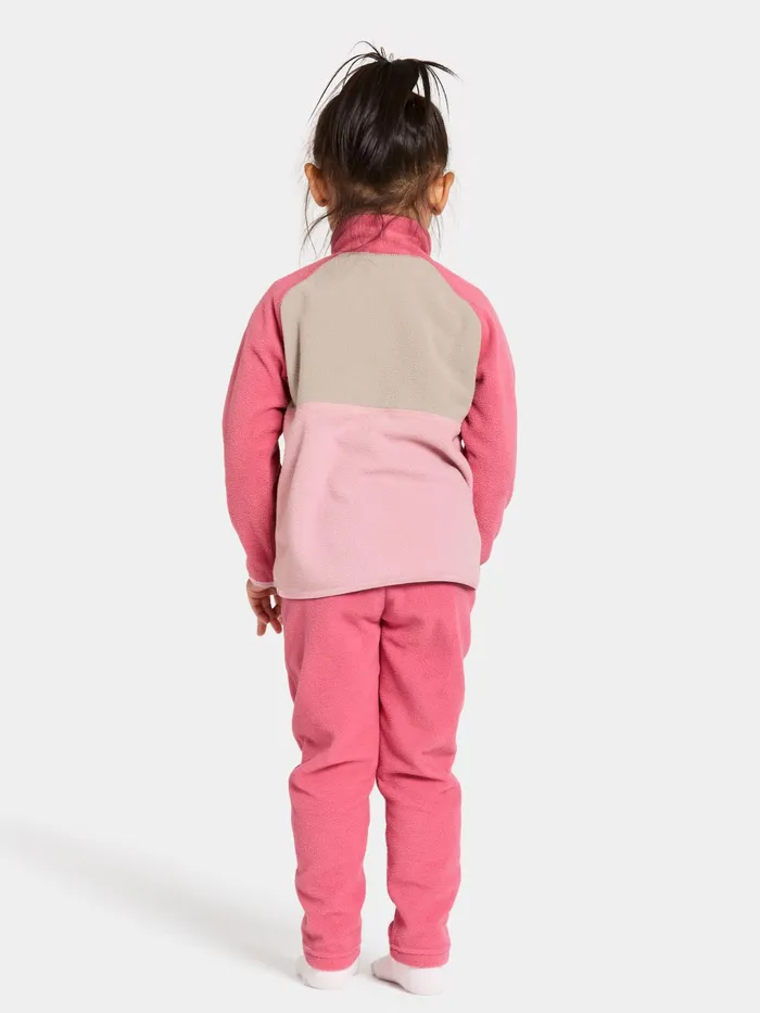 Kids Monte Half Button Soft Pink Didriksons Fleece and Midlayers