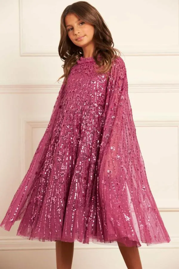 KIDS Needle and Thread Comet Cape Kids Dress Pink KIDS Needle and Thread Comet Cape Kids Dress Pink