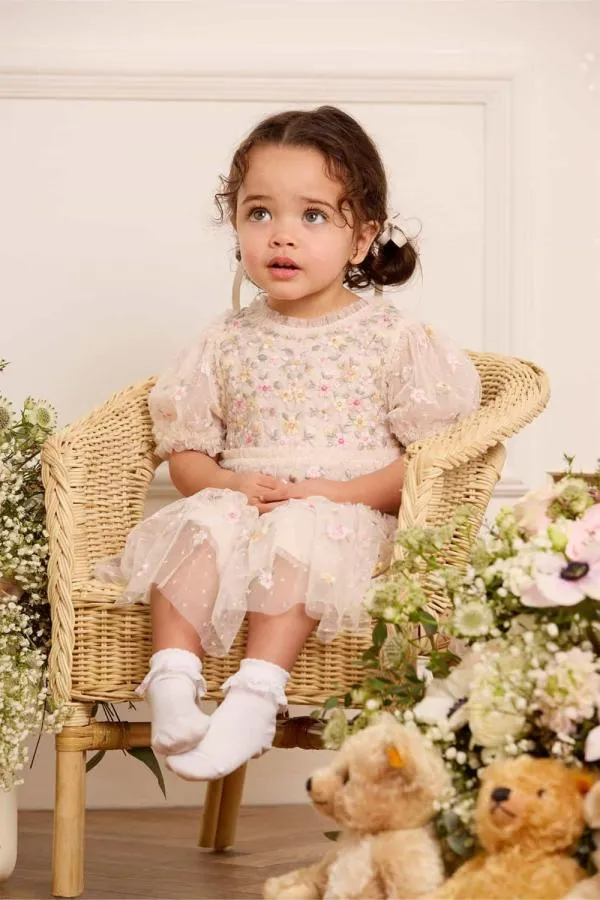 KIDS Needle and Thread Garland Ribbon Baby Dress Champagne KIDS Needle and Thread Garland Ribbon Baby Dress Champagne