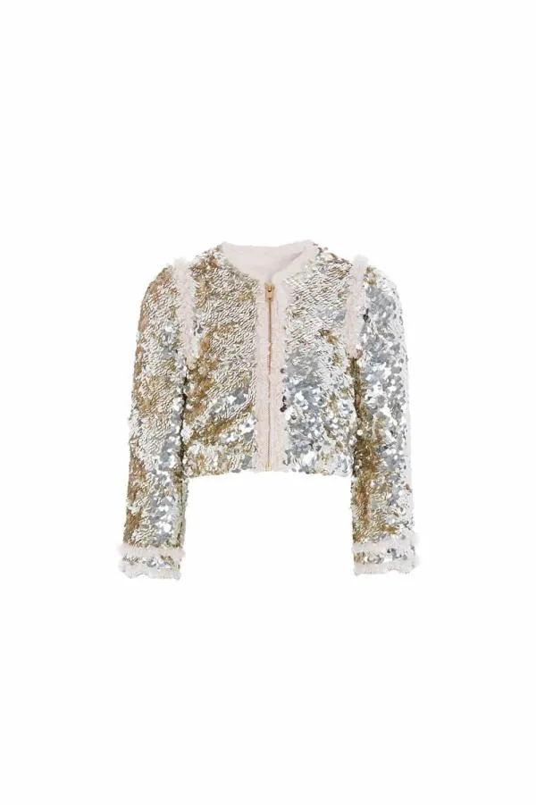 KIDS Needle and Thread Hallie Kids Bomber Jacket Silver KIDS Needle and Thread Hallie Kids Bomber Jacket Silver