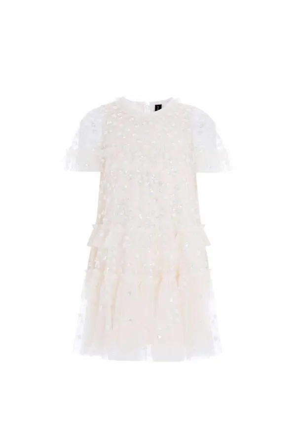 KIDS Needle and Thread Leila Dot Tiered Cape Kids Dress Champagne KIDS Needle and Thread Leila Dot Tiered Cape Kids Dress Champagne
