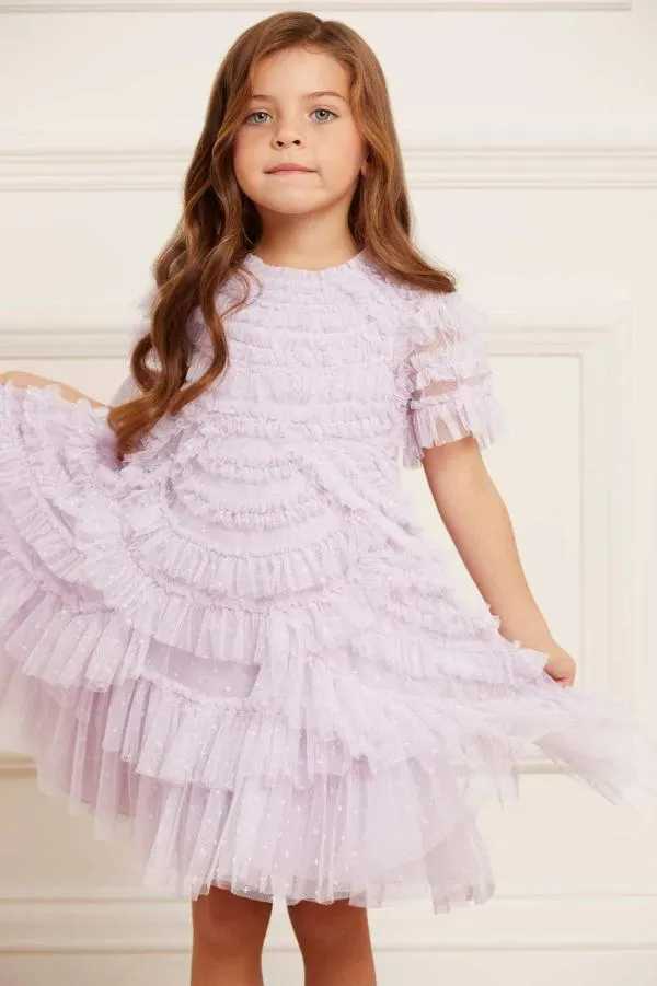 KIDS Needle and Thread Marilla Ruffle Kids Dress Purple KIDS Needle and Thread Marilla Ruffle Kids Dress Purple