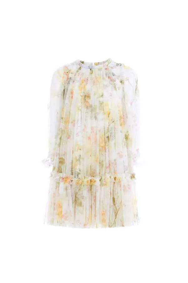 KIDS Needle and Thread Rose Long Sleeve Kids Dress Multi KIDS Needle and Thread Rose Long Sleeve Kids Dress Multi
