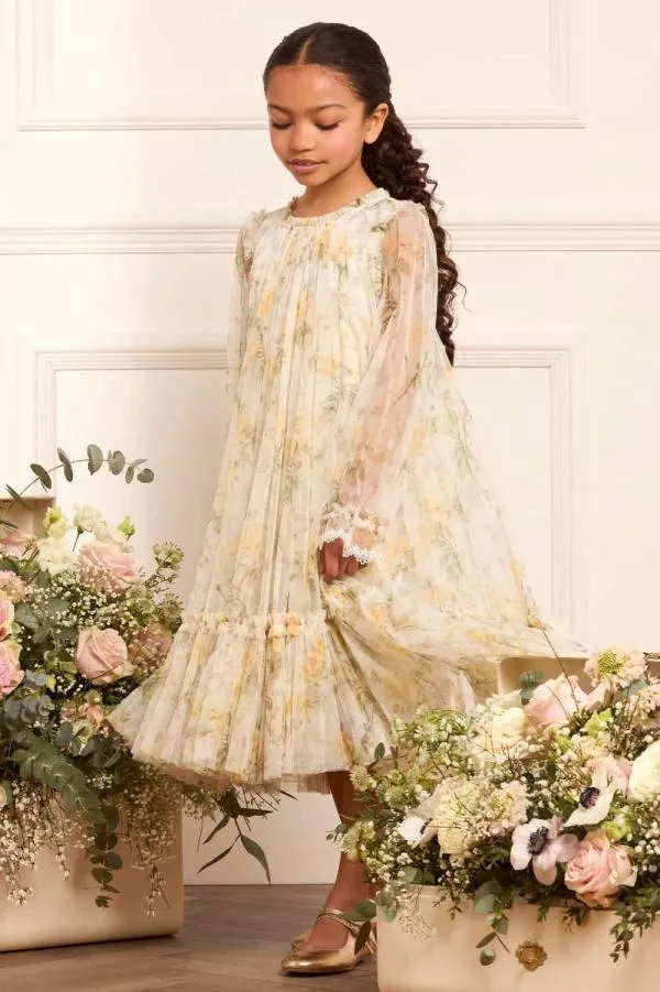 KIDS Needle and Thread Rose Long Sleeve Kids Dress Multi KIDS Needle and Thread Rose Long Sleeve Kids Dress Multi