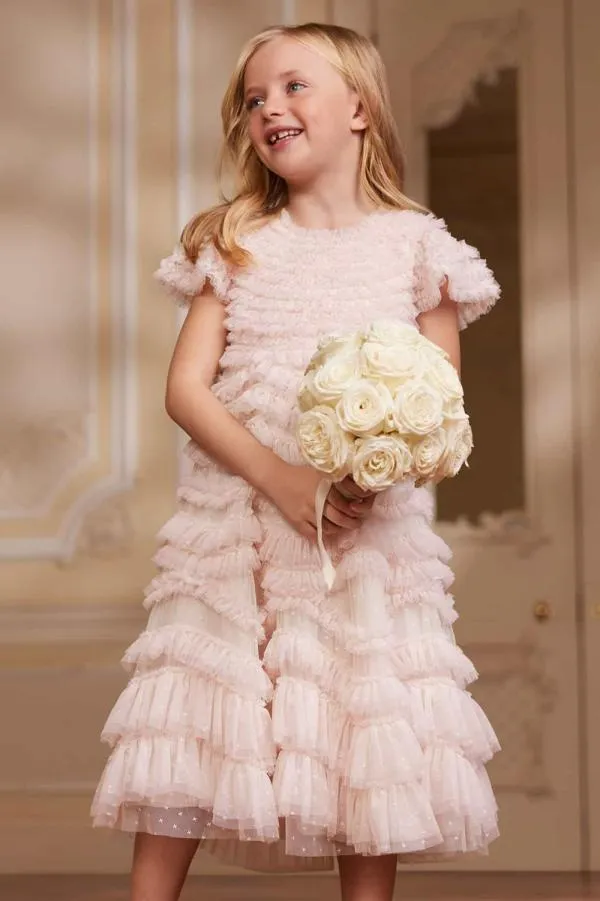 KIDS Needle and Thread Wild Rose Ruffle Kids Dress Champagne