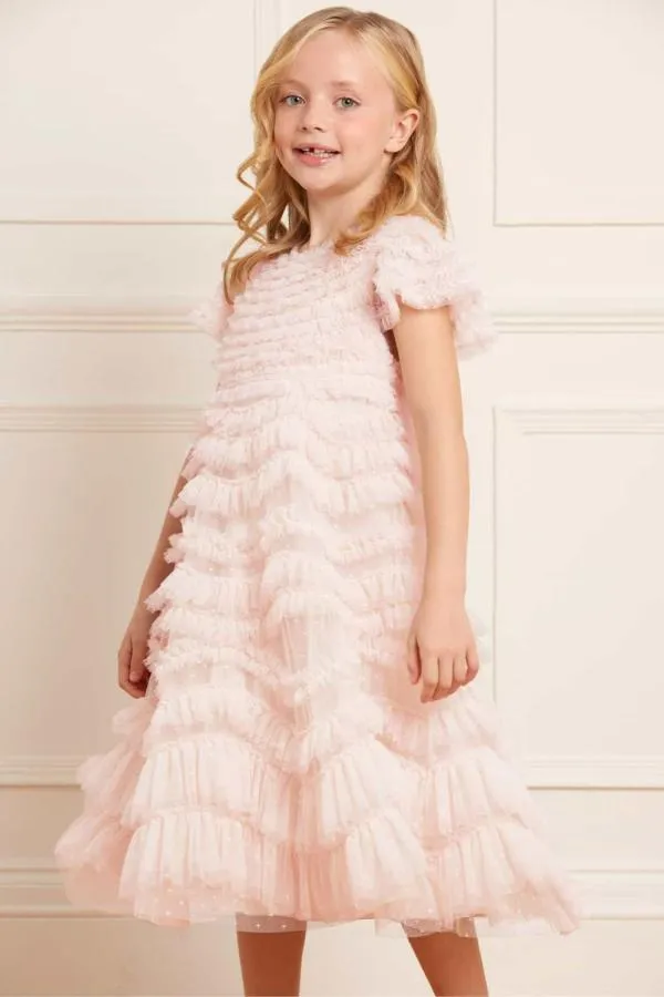 KIDS Needle and Thread Wild Rose Ruffle Kids Dress Champagne KIDS Needle and Thread Wild Rose Ruffle Kids Dress Champagne