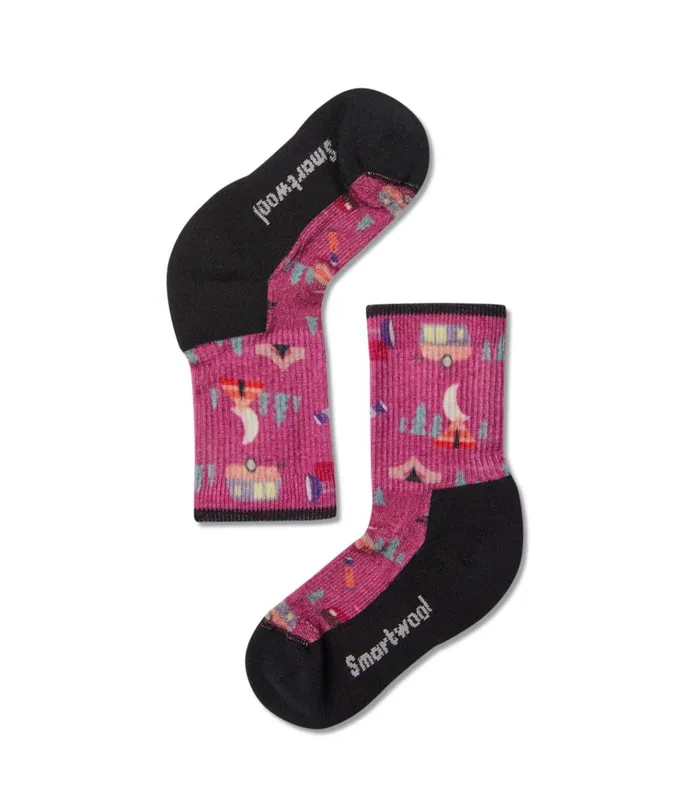 Kids Smartwool Kids039 Hike Light Summer Nights Print Crew Meadow Mauve The North Face Shoes