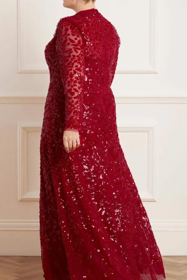 KIDSWomen Needle and Thread Aurelia Long Sleeve Gown Red KIDSWomen Needle and Thread Aurelia Long Sleeve Gown Red