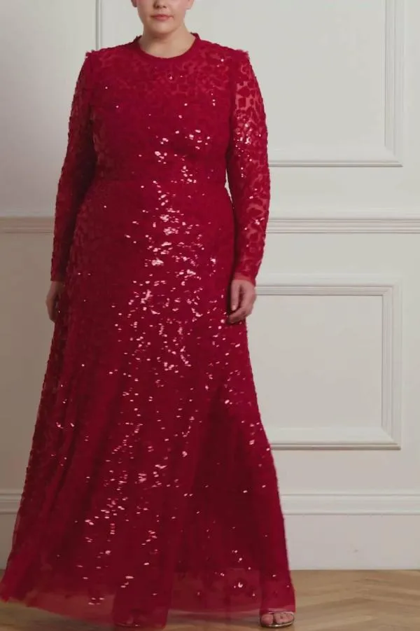 KIDSWomen Needle and Thread Aurelia Long Sleeve Gown Red KIDSWomen Needle and Thread Aurelia Long Sleeve Gown Red