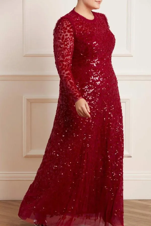 KIDSWomen Needle and Thread Aurelia Long Sleeve Gown Red KIDSWomen Needle and Thread Aurelia Long Sleeve Gown Red