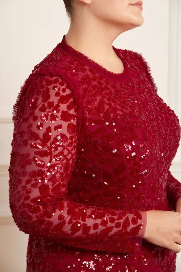 KIDSWomen Needle and Thread Aurelia Long Sleeve Gown Red KIDSWomen Needle and Thread Aurelia Long Sleeve Gown Red