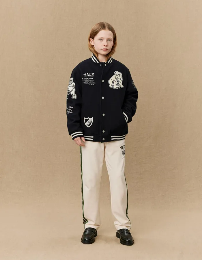 Kids Yale Wool Varsity Jacket KIDS 8211 BlackBlack Les Deux Yale