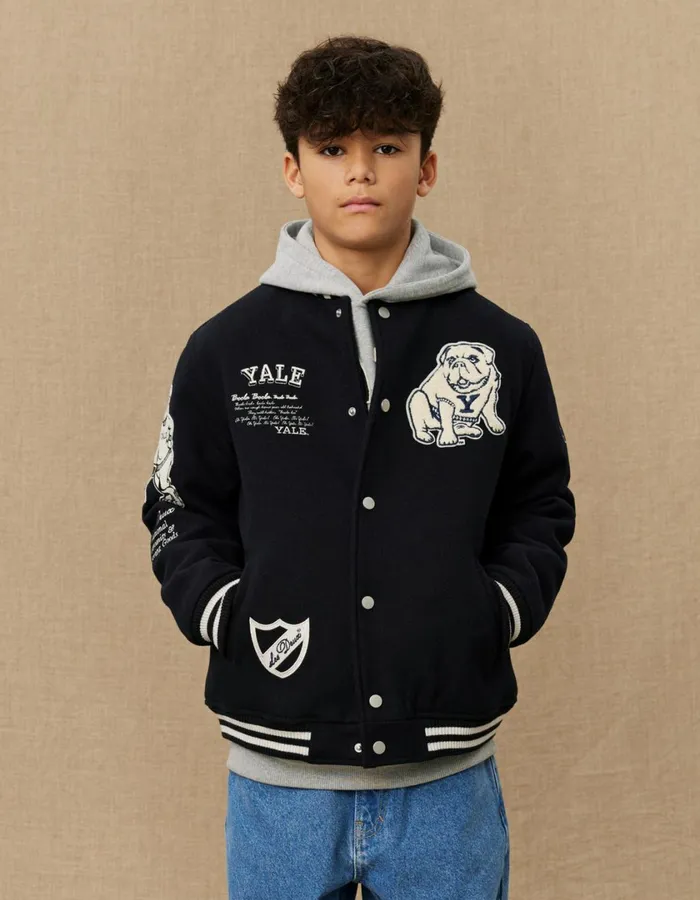 Kids Yale Wool Varsity Jacket KIDS 8211 BlackBlack Les Deux Yale