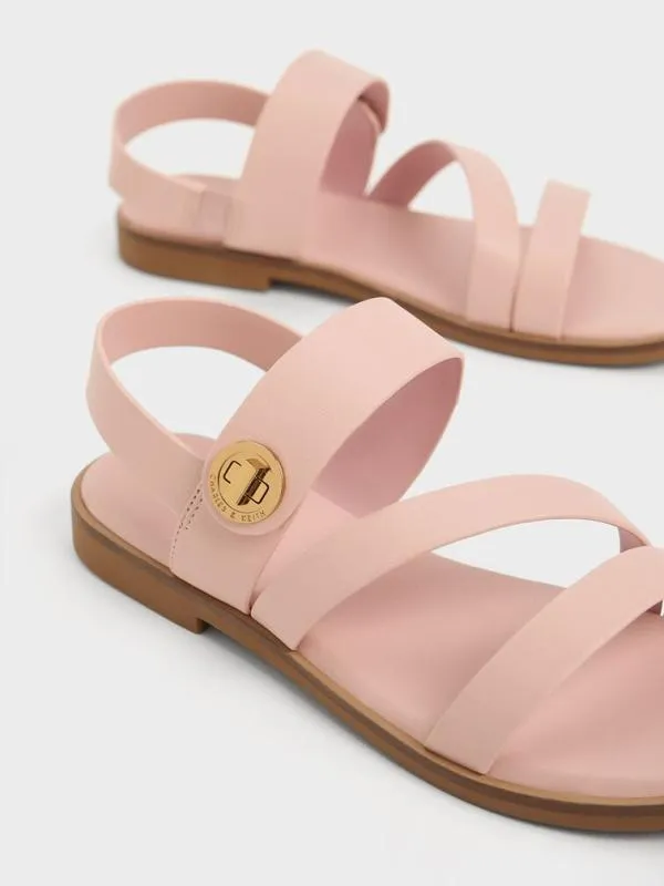 Kids Yara Girls039 Metallic Buckle Sandals 8211 Light Pink CHARLES and KEITH Shoes Kids Yara Girls039 Metallic Buckle Sandals 8211 Light Pink CHARLES and KEITH Shoes