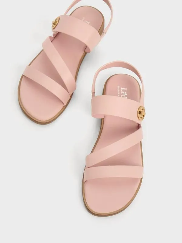 Kids Yara Girls039 Metallic Buckle Sandals 8211 Light Pink CHARLES and KEITH Shoes Kids Yara Girls039 Metallic Buckle Sandals 8211 Light Pink CHARLES and KEITH Shoes