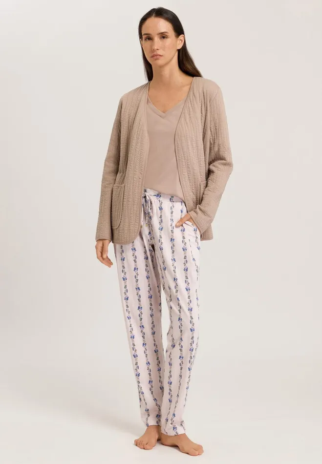Knit Pants Print Feminine Stripe Women HANRO Pajama Bottoms