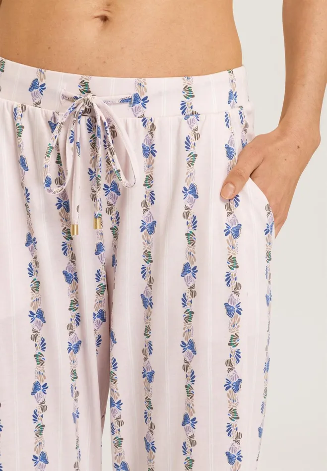 Knit Pants Print Feminine Stripe Women HANRO Pajama Bottoms