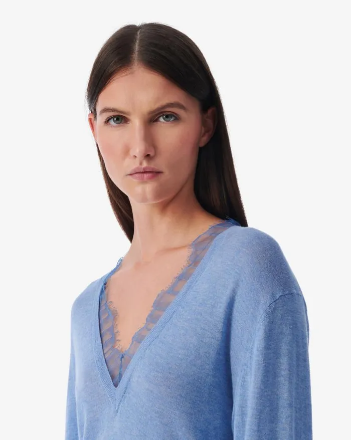 Knits Women IRO JAYDEN LACE VNECK SWEATER