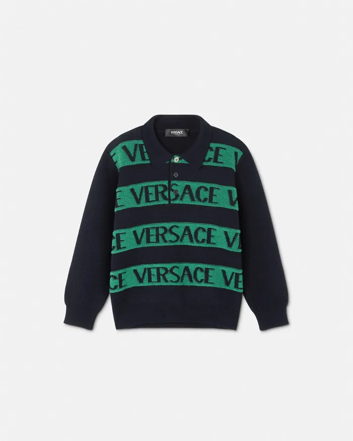 Knitwear and Sweatshirts Kids Versace Logo Towel Jumper Blackgreen