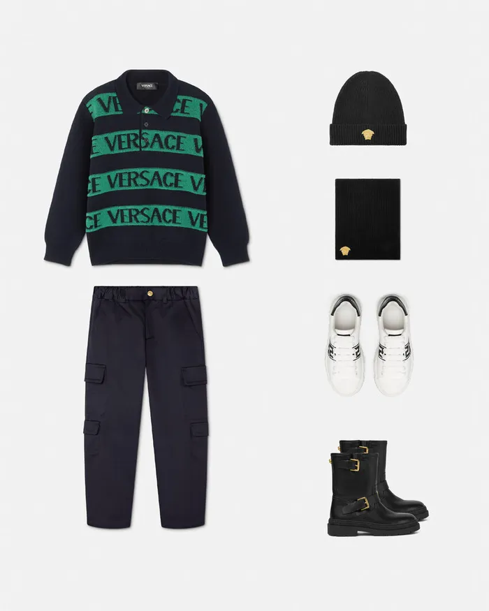 Knitwear and Sweatshirts Kids Versace Logo Towel Jumper Blackgreen