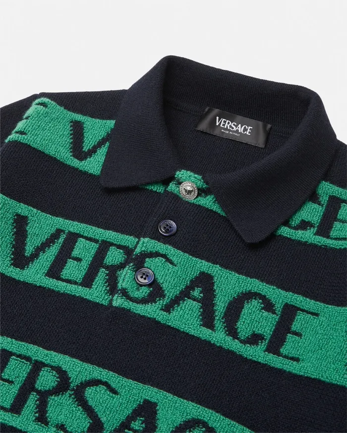 Knitwear and Sweatshirts Kids Versace Logo Towel Jumper Blackgreen