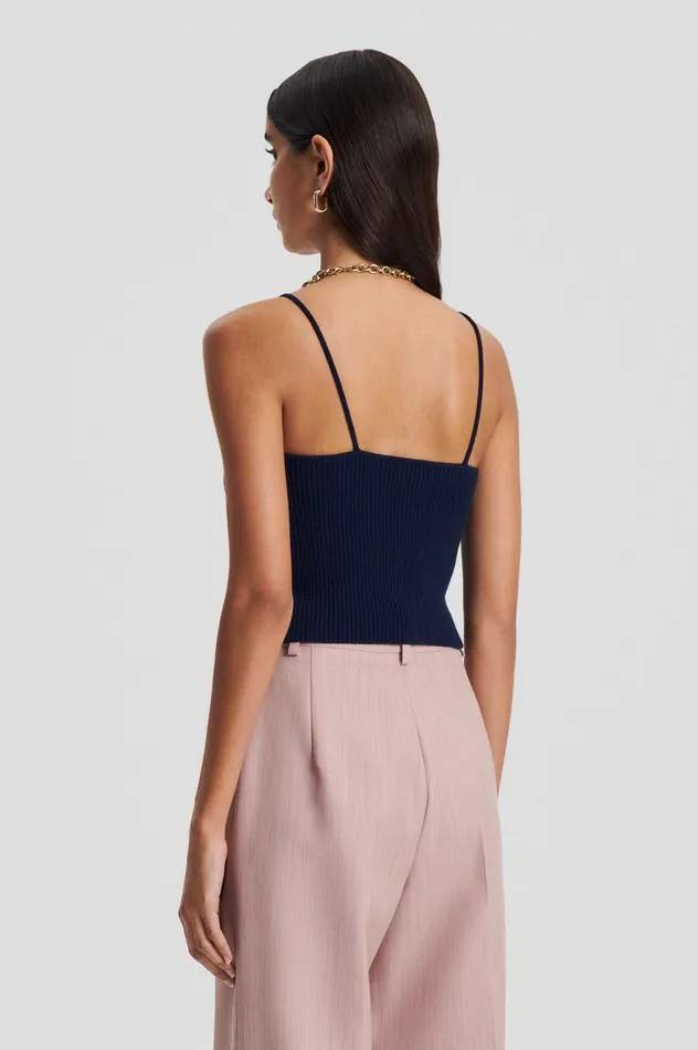 Knitwear Scanlan Theodore Women CASHMERE CAMISOLE NAVY X Knitwear Scanlan Theodore Women CASHMERE CAMISOLE NAVY X