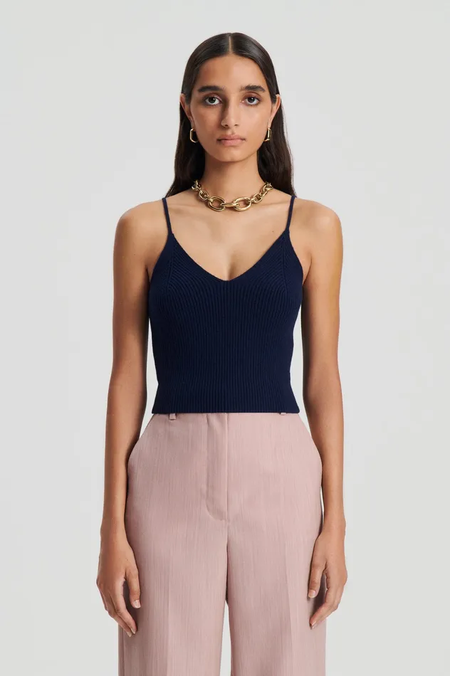 Knitwear Scanlan Theodore Women CASHMERE CAMISOLE NAVY X Knitwear Scanlan Theodore Women CASHMERE CAMISOLE NAVY X