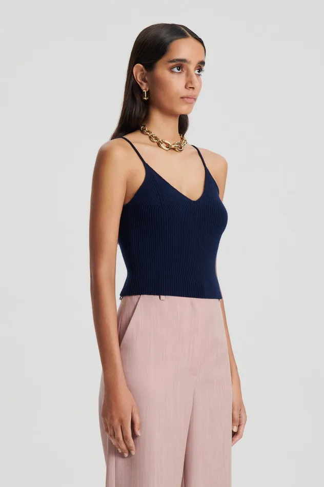 Knitwear Scanlan Theodore Women CASHMERE CAMISOLE NAVY X Knitwear Scanlan Theodore Women CASHMERE CAMISOLE NAVY X
