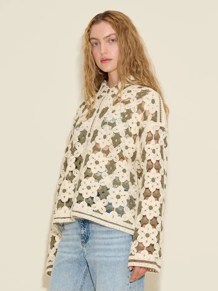 Knitwear Women Holzweiler Crochet Knit Cardigan Green Mix