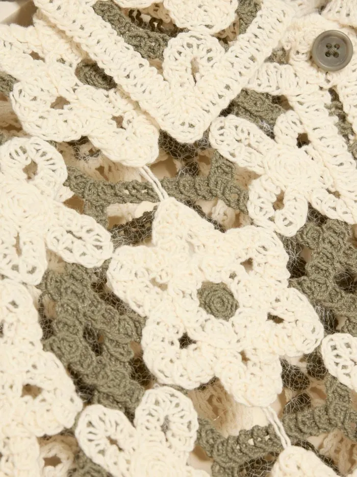 Knitwear Women Holzweiler Crochet Knit Cardigan Green Mix