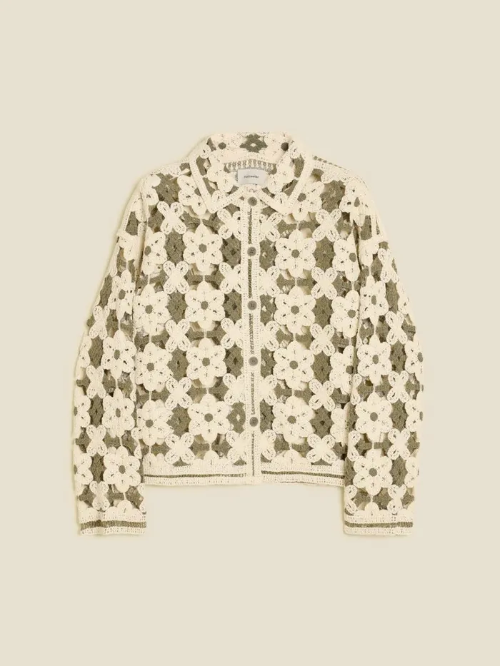 Knitwear Women Holzweiler Crochet Knit Cardigan Green Mix