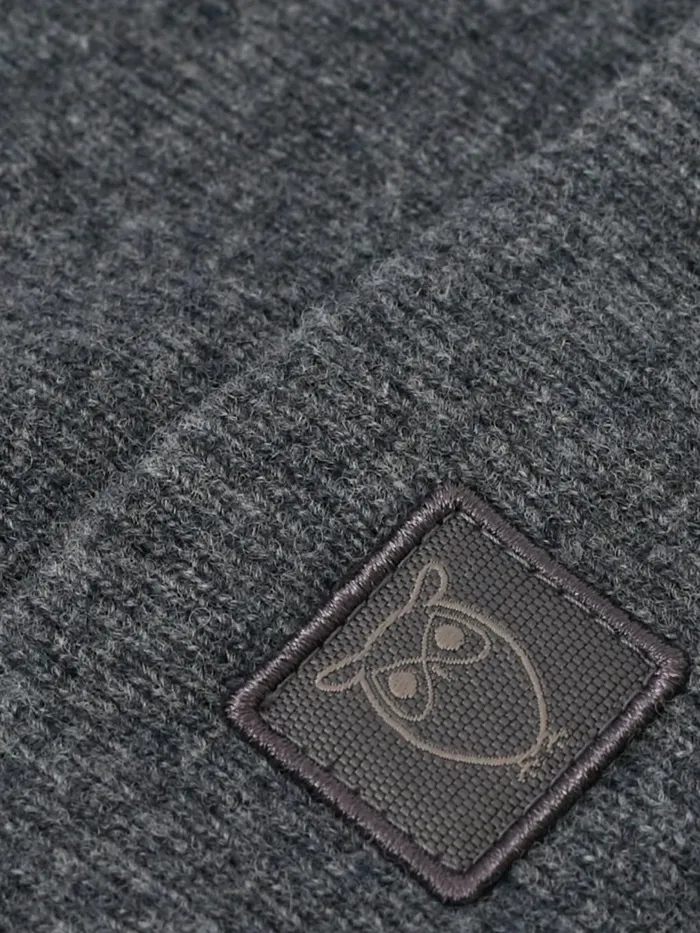 KnowledgeCotton Apparel Accessories Kids Wool Beanie Dark Grey Melange 8211 Kids