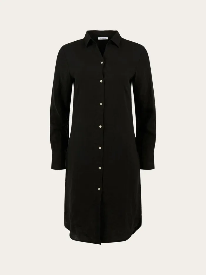 KnowledgeCotton Apparel Dresses And Skirts HEATHER Classic Linen Dress Black Jet 8211 Women