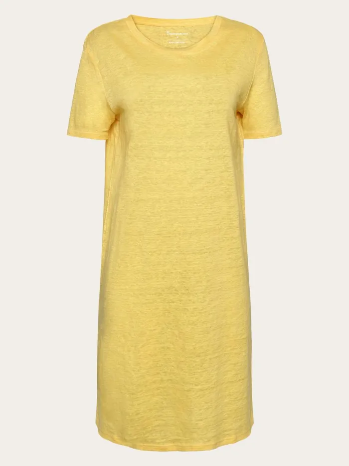 KnowledgeCotton Apparel Dresses And Skirts Organic Linen TShirt Dress GOTSVegan Yarrow 8211 Women