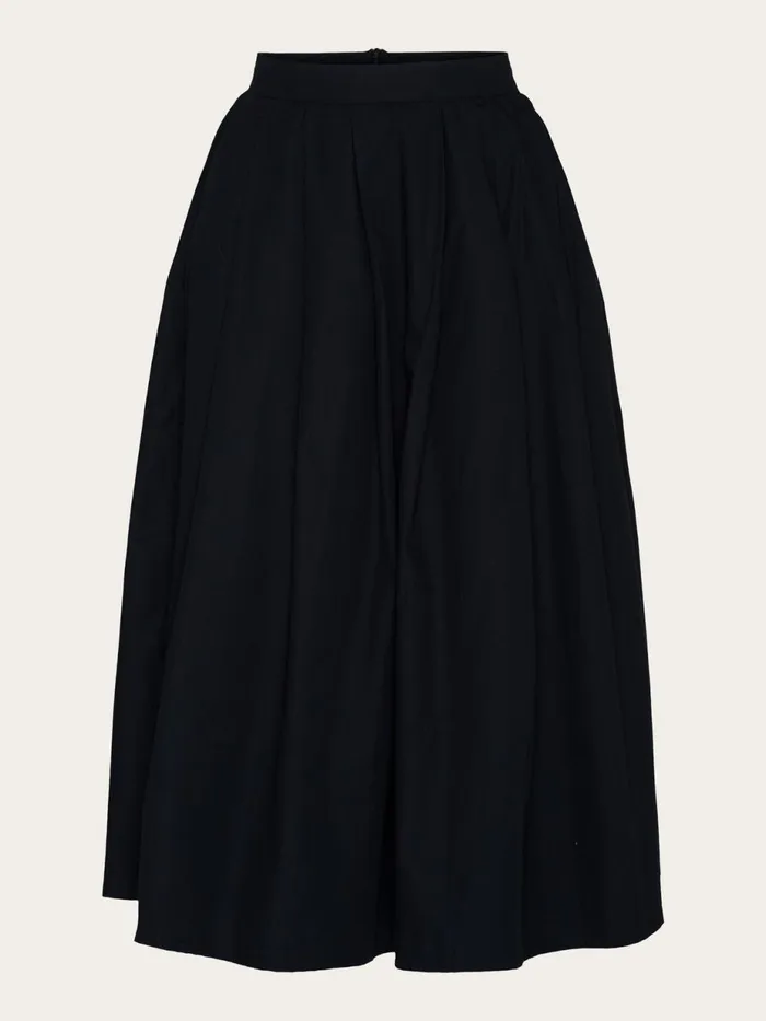 KnowledgeCotton Apparel Dresses And Skirts Poplin Pleated Midlength Skirt Black Jet 8211 Women