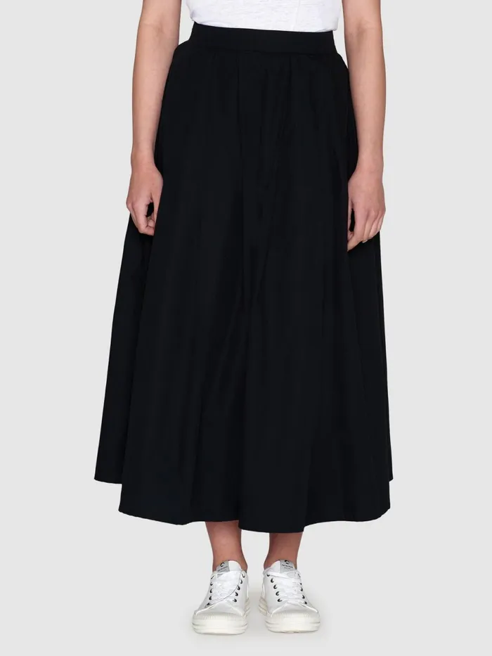 KnowledgeCotton Apparel Dresses And Skirts Poplin Pleated Midlength Skirt Black Jet 8211 Women