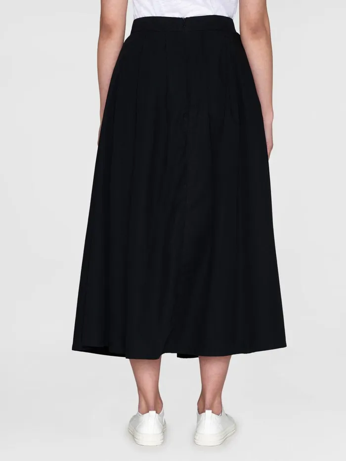 KnowledgeCotton Apparel Dresses And Skirts Poplin Pleated Midlength Skirt Black Jet 8211 Women