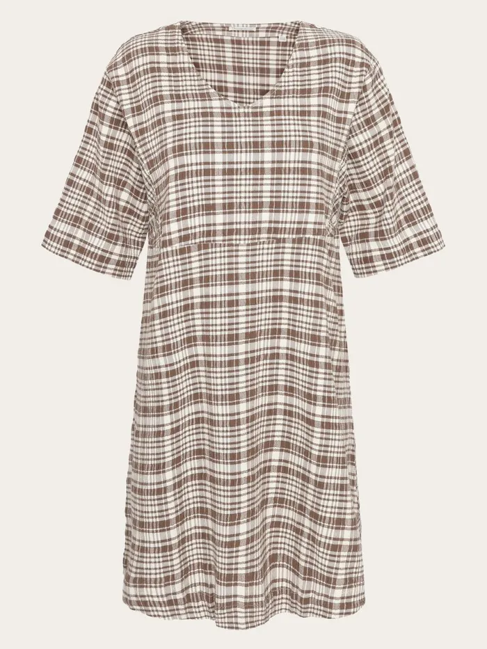 KnowledgeCotton Apparel Dresses And Skirts Seersucker Check Tunica Dress Gotsvegan 8211 Women