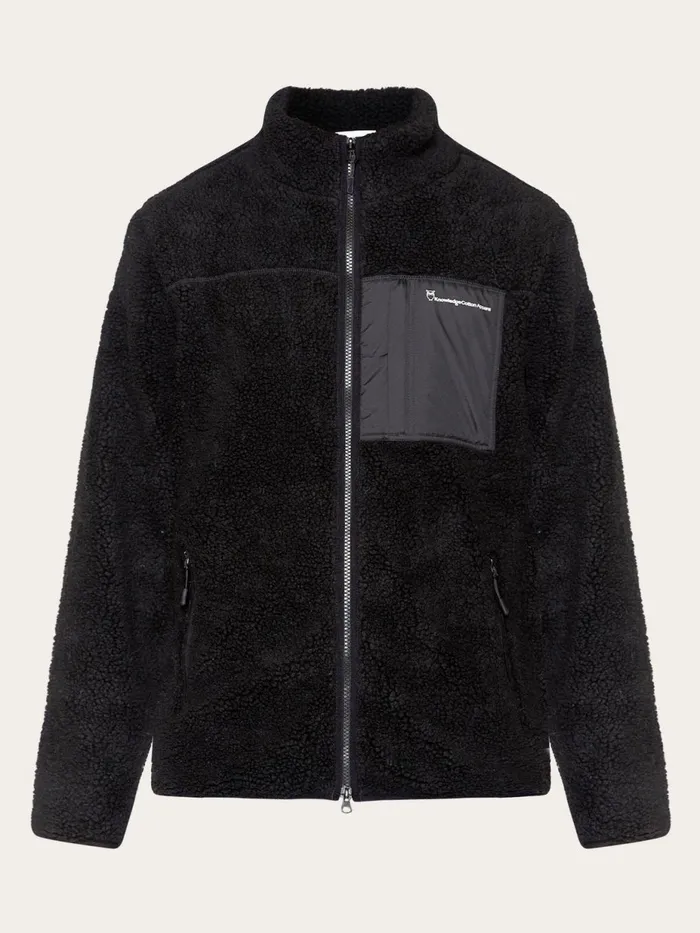 KnowledgeCotton Apparel Fleece Teddy Fleece Zip Sweat Black Jet 8211 Men