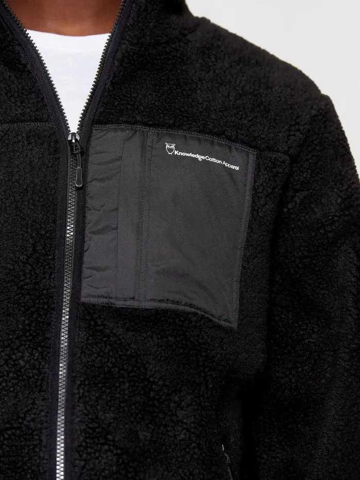 KnowledgeCotton Apparel Fleece Teddy Fleece Zip Sweat Black Jet 8211 Men KnowledgeCotton Apparel Fleece Teddy Fleece Zip Sweat Black Jet 8211 Men
