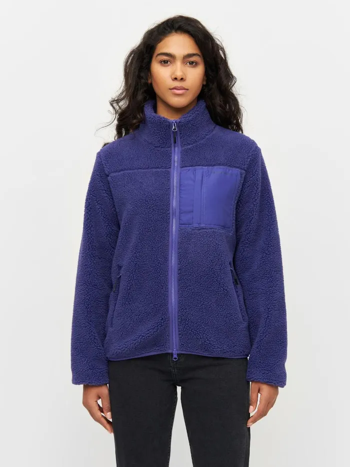 KnowledgeCotton Apparel Fleeces And Jackets Teddy High Neck Zip Jacket Deep Purple 8211 Women