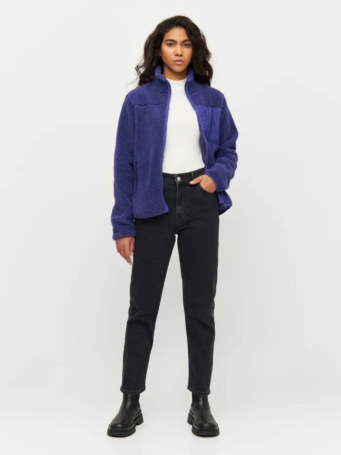 KnowledgeCotton Apparel Fleeces And Jackets Teddy High Neck Zip Jacket Deep Purple 8211 Women