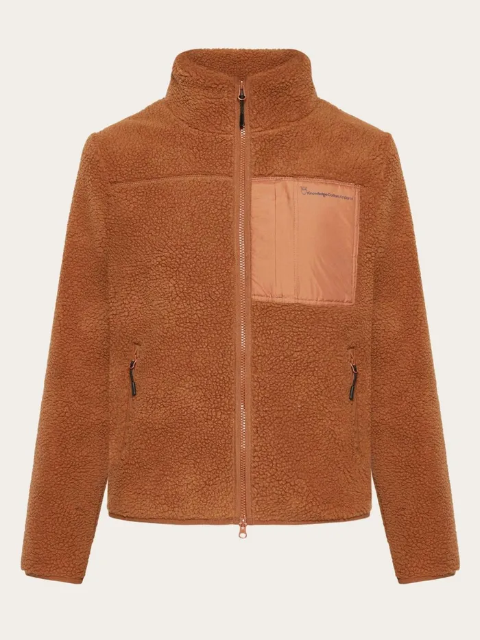 KnowledgeCotton Apparel Fleeces And Jackets Teddy High Neck Zip Jacket Mocha Bisque 8211 Women