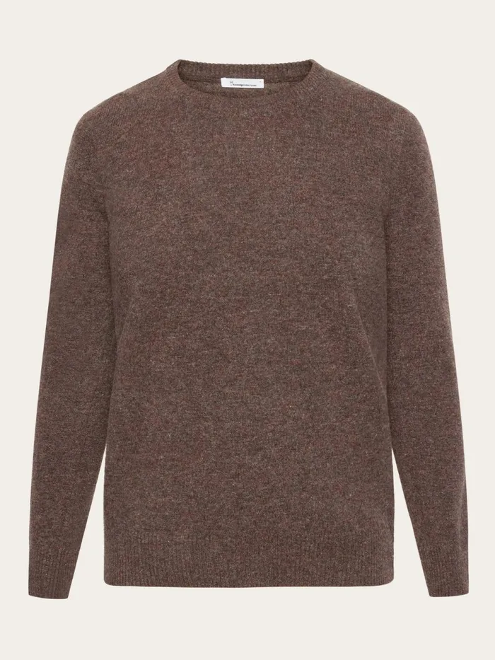 KnowledgeCotton Apparel Knits Lambswool Crew Neck Demitasse brown 8211 Women