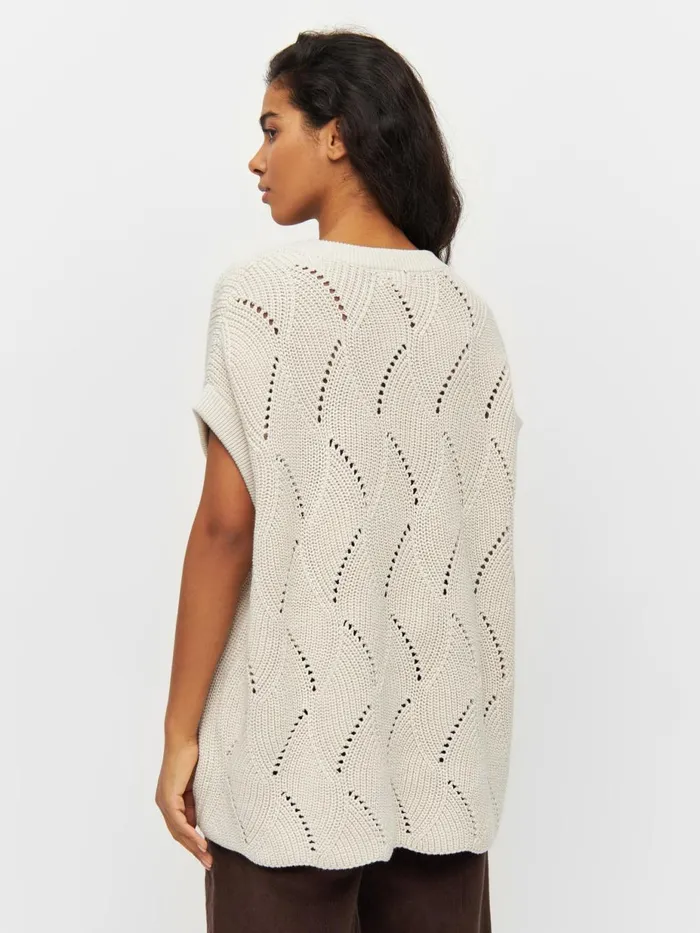 KnowledgeCotton Apparel Knits Oversized Vneck Knit Vest Buttercream 8211 Women