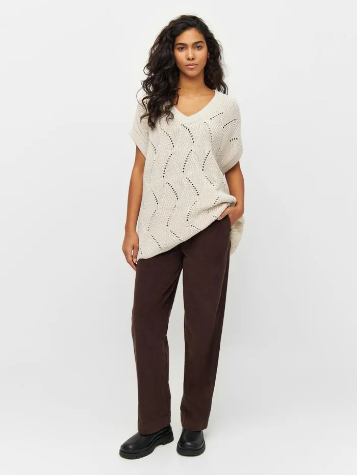 KnowledgeCotton Apparel Knits Oversized Vneck Knit Vest Buttercream 8211 Women